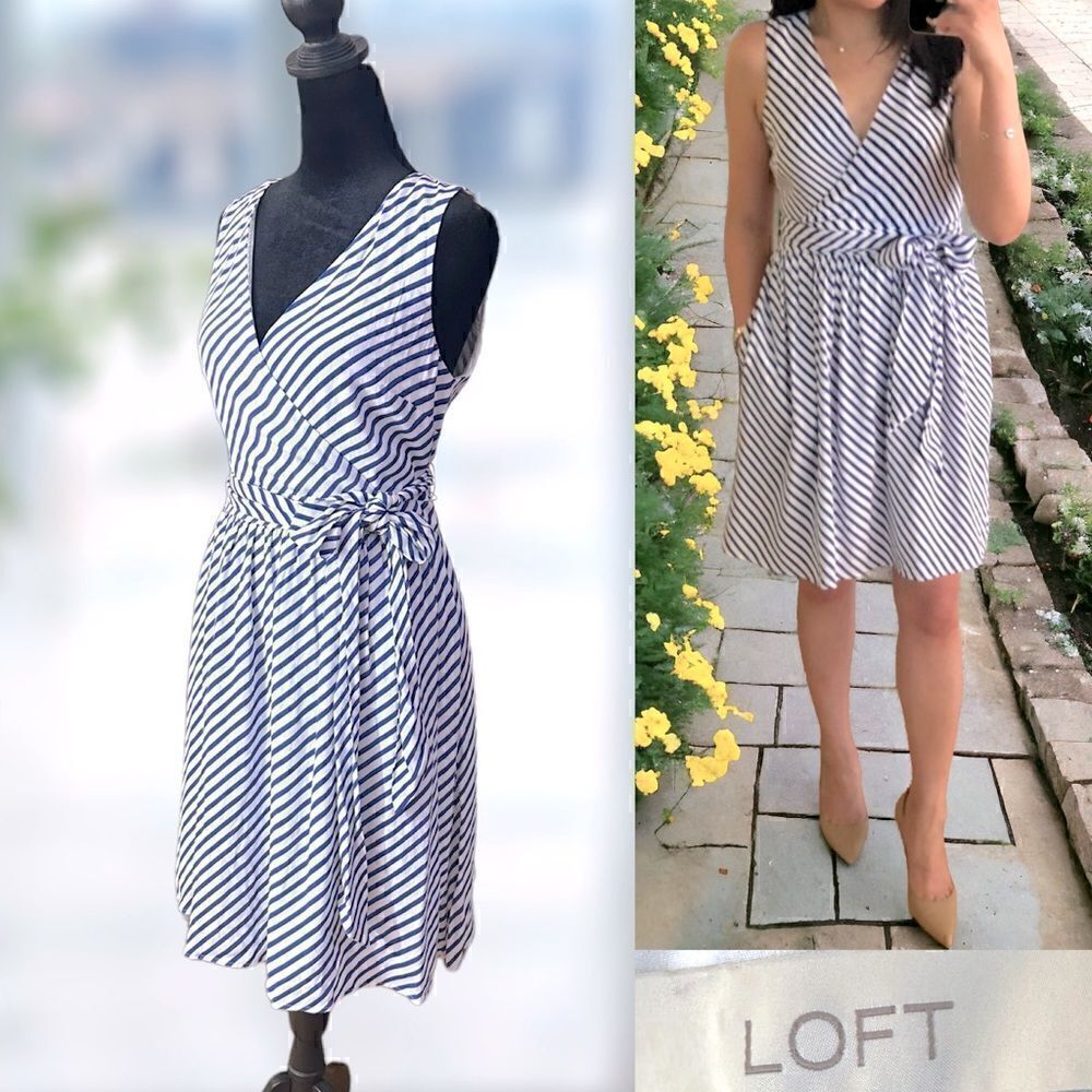 ANN TAYLOR Loft Sleeveless Tie Waist Dress Size 4